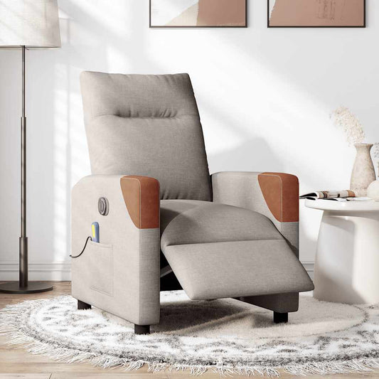 Massagesessel Elektrisch Taupe Stoff