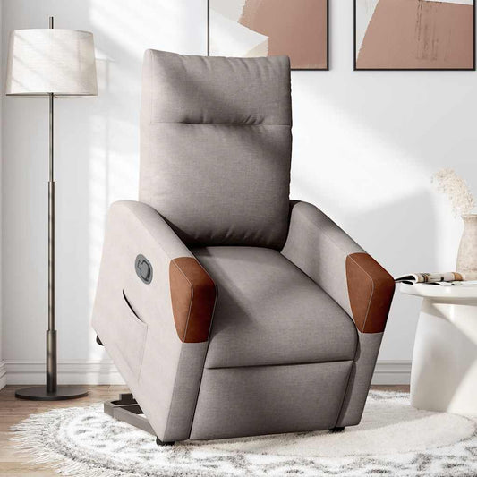 Relaxsessel mit Aufstehhilfe Taupe Stoff