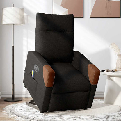Massagesessel mit Aufstehhilfe Schwarz Stoff