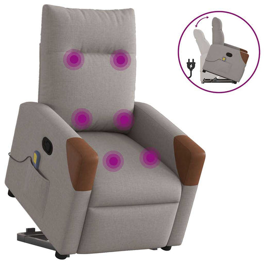 Massagesessel mit Aufstehhilfe Taupe Stoff