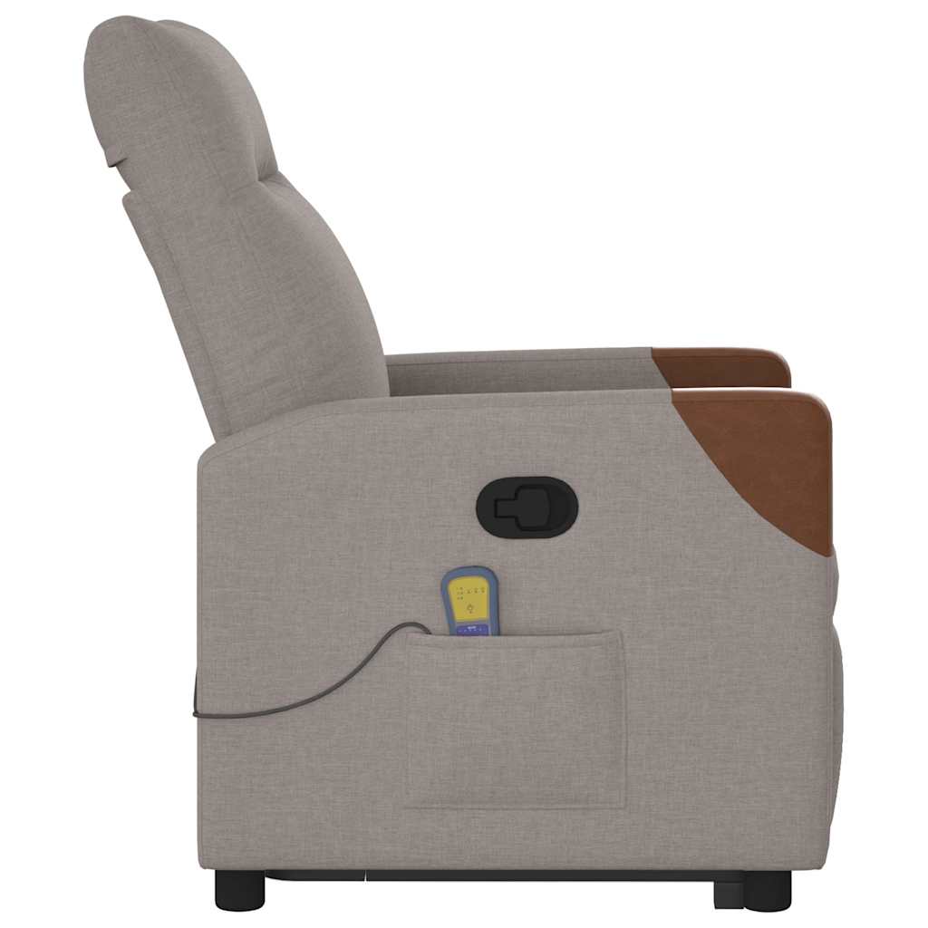 Massagesessel mit Aufstehhilfe Taupe Stoff