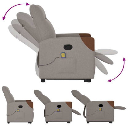 Massagesessel mit Aufstehhilfe Taupe Stoff