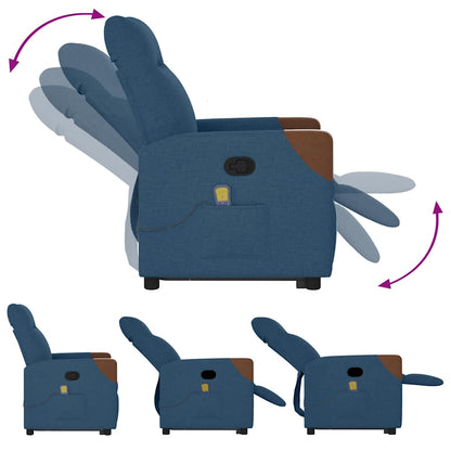 Massagesessel mit Aufstehhilfe Blau Stoff