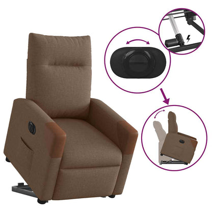 Relaxsessel mit Aufstehhilfe Elektrisch Braun Stoff