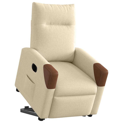Relaxsessel mit Aufstehhilfe Elektrisch Creme Stoff