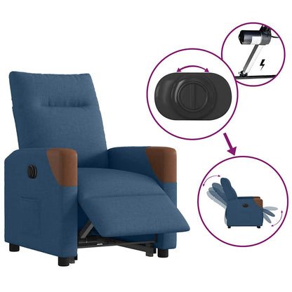 Relaxsessel mit Aufstehhilfe Elektrisch Blau Stoff