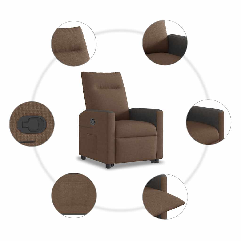 Relaxsessel mit Aufstehhilfe Braun Stoff