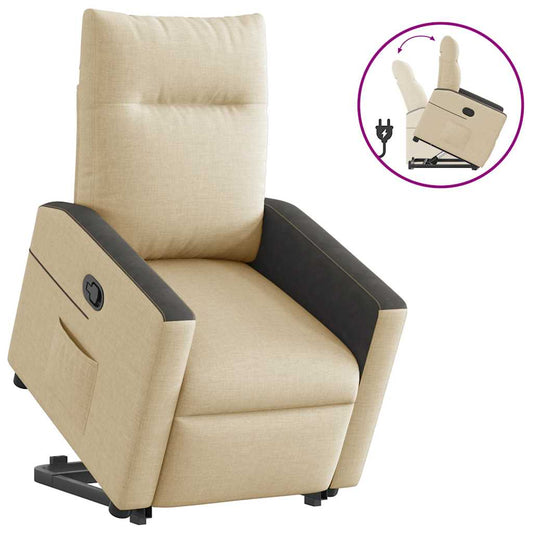 Relaxsessel mit Aufstehhilfe Creme Stoff