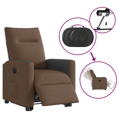 Relaxsessel mit Aufstehhilfe Elektrisch Braun Stoff