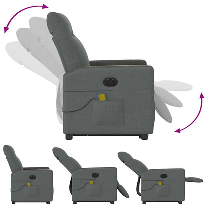 Elektrischer Massagesessel mit Aufstehhilfe Dunkelgrau Stoff