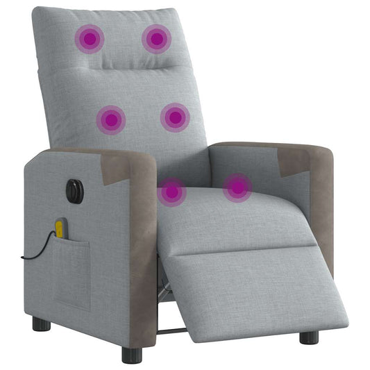 Massagesessel Elektrisch Hellgrau Stoff