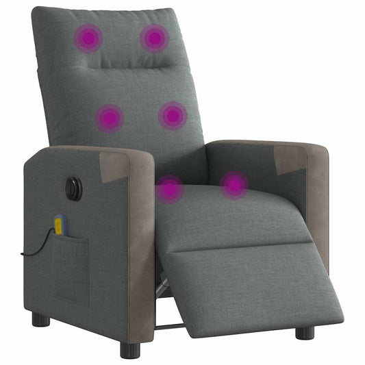 Massagesessel Elektrisch Dunkelgrau Stoff