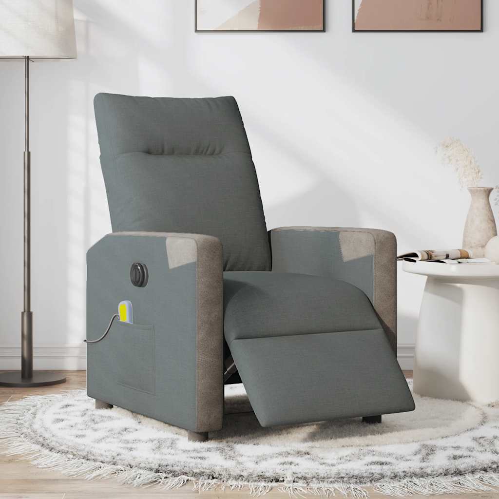 Massagesessel Elektrisch Dunkelgrau Stoff