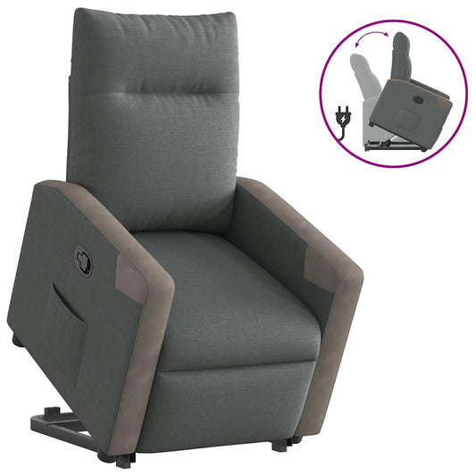 Relaxsessel mit Aufstehhilfe Dunkelgrau Stoff