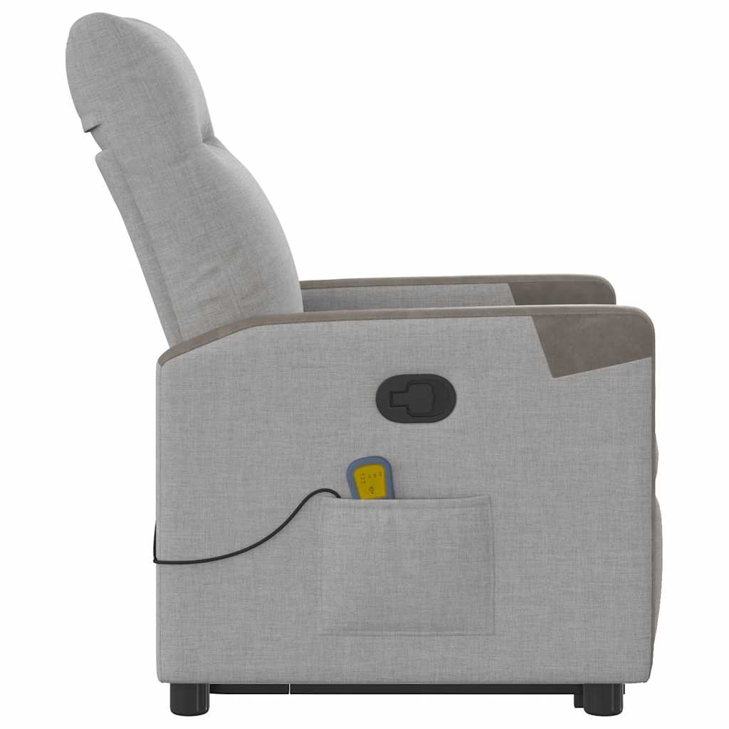 Massagesessel mit Aufstehhilfe Wolkengrau Stoff