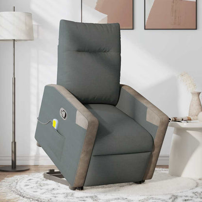 Massagesessel mit Aufstehhilfe Dunkelgrau Stoff