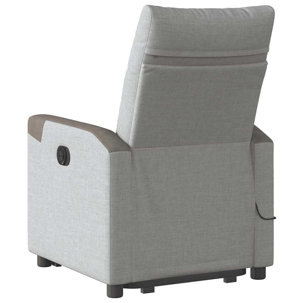 Massagesessel mit Aufstehhilfe Elektrisch Wolkengrau Stoff