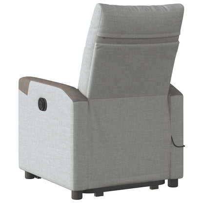 Massagesessel mit Aufstehhilfe Elektrisch Wolkengrau Stoff