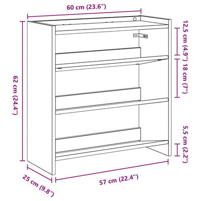 Schuhregal Artisan-Eiche 60x25x62 cm Holzwerkstoff