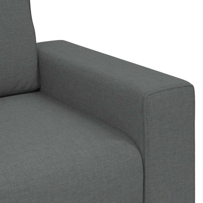 3-tlg. Sofagarnitur mit Kissen Dunkelgrau Stoff