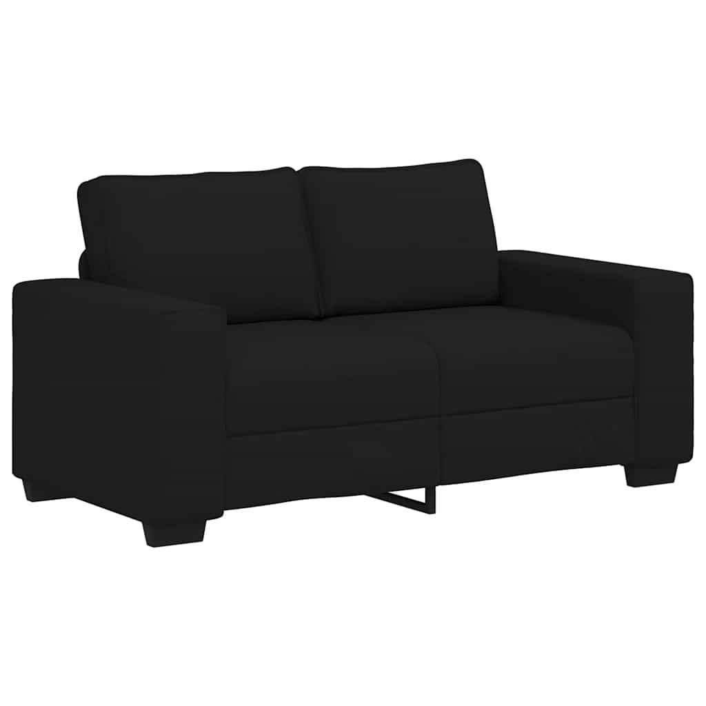 3-tlg. Sofagarnitur mit Kissen Schwarz Stoff