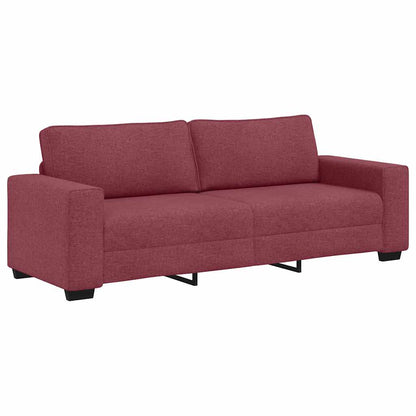 3-teiliges Sofa-Set mit Kissen, weinroter Stoff