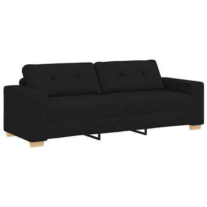 2-teiliges Sofa-Set mit Kissen, schwarzer Stoff