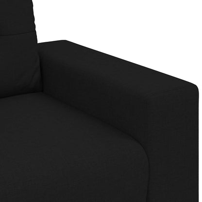 2-teiliges Sofa-Set mit Kissen, schwarzer Stoff