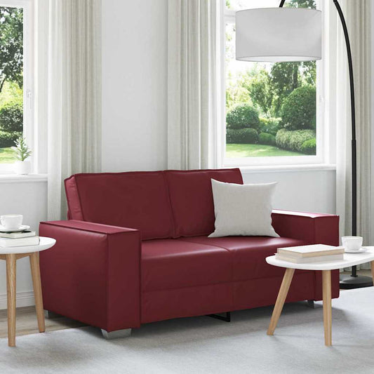Loveseat 160 cm mit Kissen Weinrot Kunstleder
