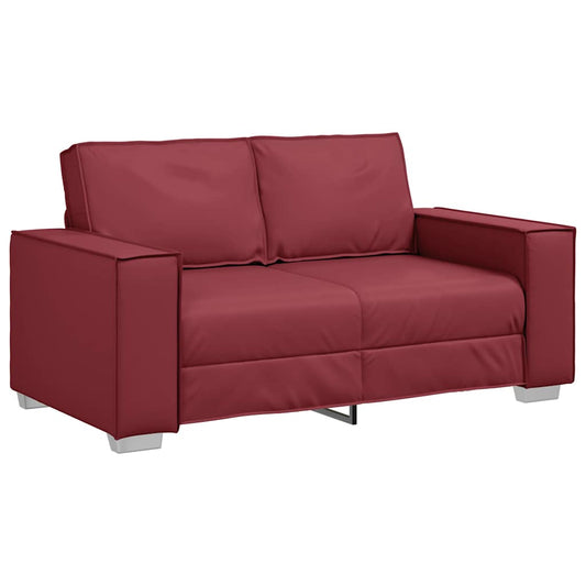Loveseat 160 cm mit Kissen Weinrot Kunstleder