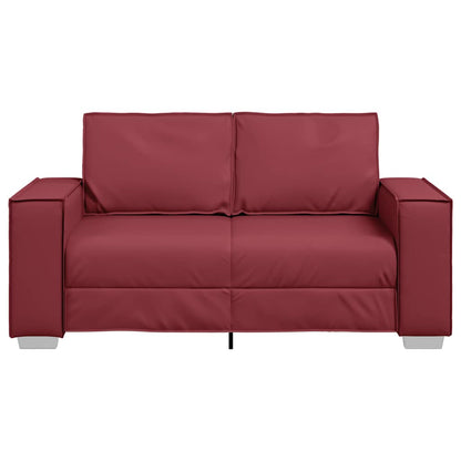 Loveseat 160 cm mit Kissen Weinrot Kunstleder