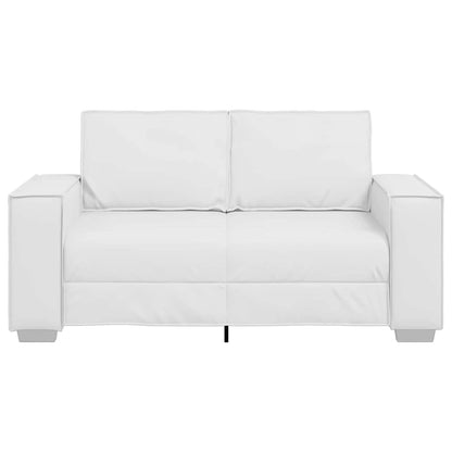 Loveseat Sofa 160 cm mit Kissen Weiß Kunstleder