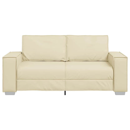 Loveseat Sofa 180 cm mit Kissen Creme Kunstleder