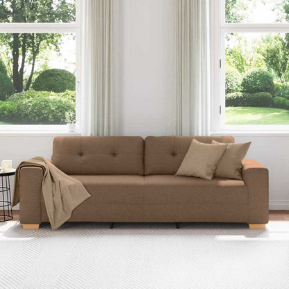 3-Sitzer Sofa mit Kissen Braun Stoff