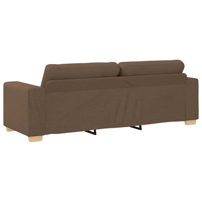 3-Sitzer Sofa mit Kissen Braun Stoff