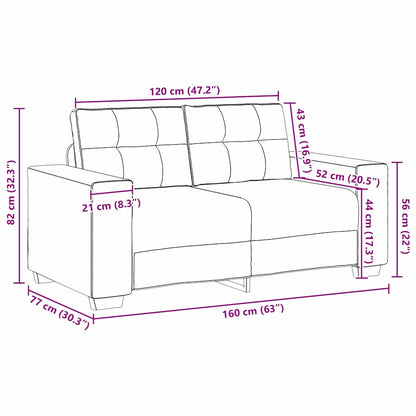 Zweisitzer-Sofa Creme 120 cm Samt