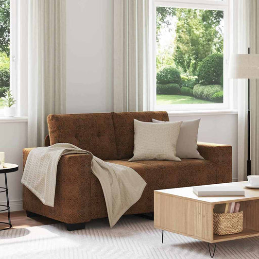 Zweisitzer-Sofa mit Kissen Braun Kunstleder