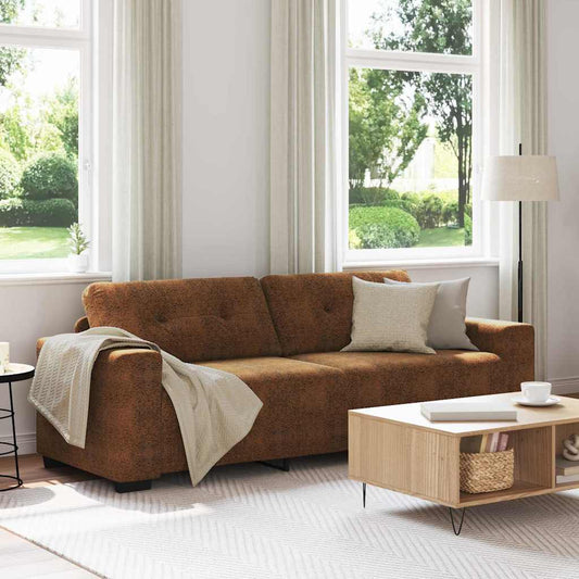 Sofa mit Kissen Braun Kunstleder & Holz