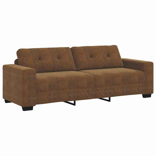 Sofa mit Kissen Braun Kunstleder & Holz