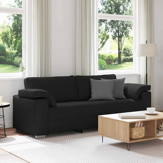 Sofa mit Kissen Schwarz 219 x 77 x 82 cm Stoff