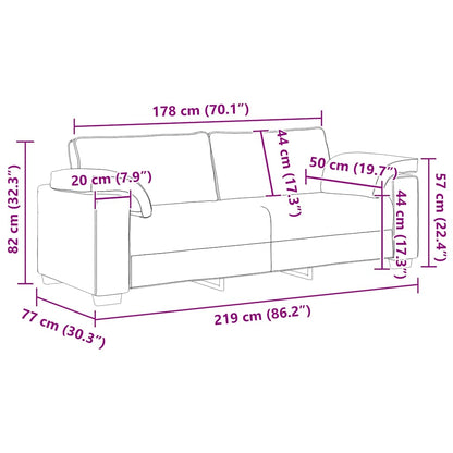 Sofa mit Kissen Schwarz 219 x 77 x 82 cm Stoff