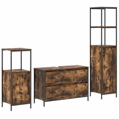 Badezimmermöbel Set 3 pcs Räuchereiche 90 x 34,5 x 60 cm