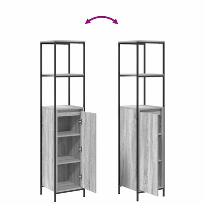 Badezimmermöbel Set mit Tür 3 pcs Grau Sonoma 90 x 34,5 x 60 cm