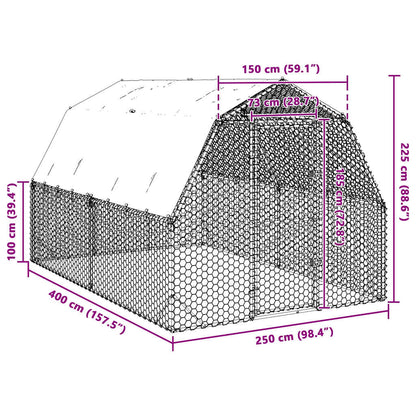 Hühnerstall mit Dach 2,5x4x2,25 m Verzinkter Stahl