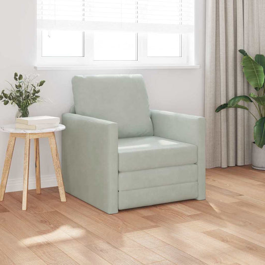 Fußsofa-Bett mit Kissen Hellgrau 74 x 77 x 81 cm Samt