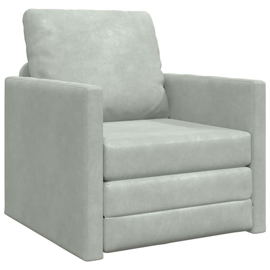 Fußsofa-Bett mit Kissen Hellgrau 74 x 77 x 81 cm Samt