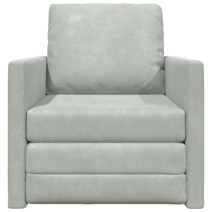 Fußsofa-Bett mit Kissen Hellgrau 74 x 77 x 81 cm Samt