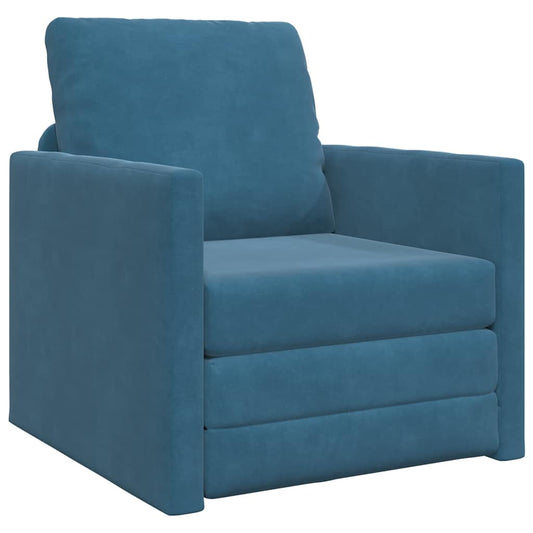 Fußsofa-Bett mit Kissen Blau 74 x 77 x 81 cm Samt