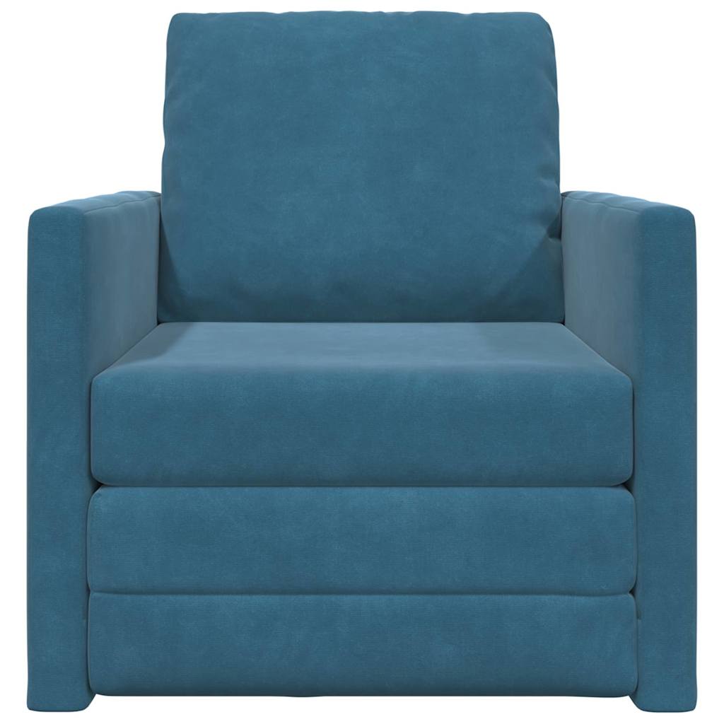 Fußsofa-Bett mit Kissen Blau 74 x 77 x 81 cm Samt