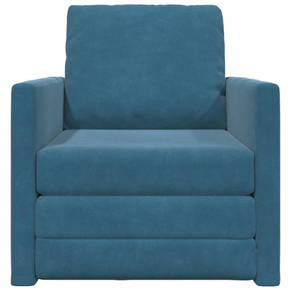 Fußsofa-Bett mit Kissen Blau 74 x 77 x 81 cm Samt